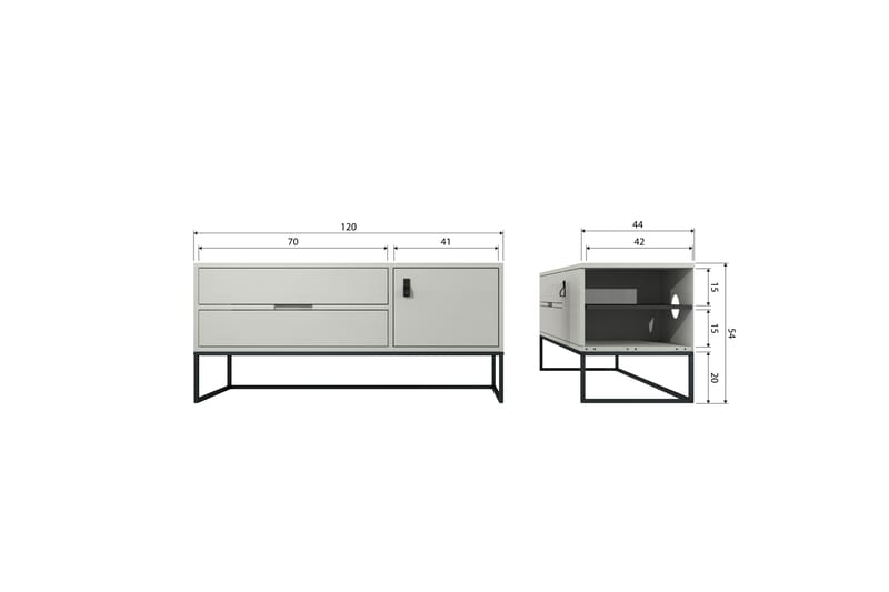 TV-enhet Silas - Damm, Borstat furu, 120 cm - Möbler - Tv möbel & mediamöbel - TV bänk & mediabänk