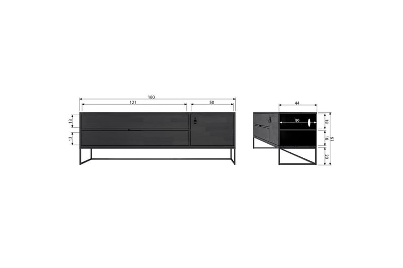 TV-enhet Silas - Damm, Borstat furu, 180 cm - Möbler - Tv möbel & mediamöbel - TV bänk & mediabänk