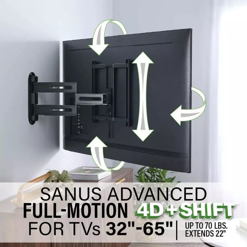TV-Fäste Sanus 4D Max Vesa 400x400 32-65 Full Motion - Svart - Möbler - Tv möbel & mediamöbel - Mediastativ & väggfäste