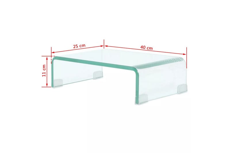 TV-bord klarglas 40x25x11 cm - Transparent - TV hylla