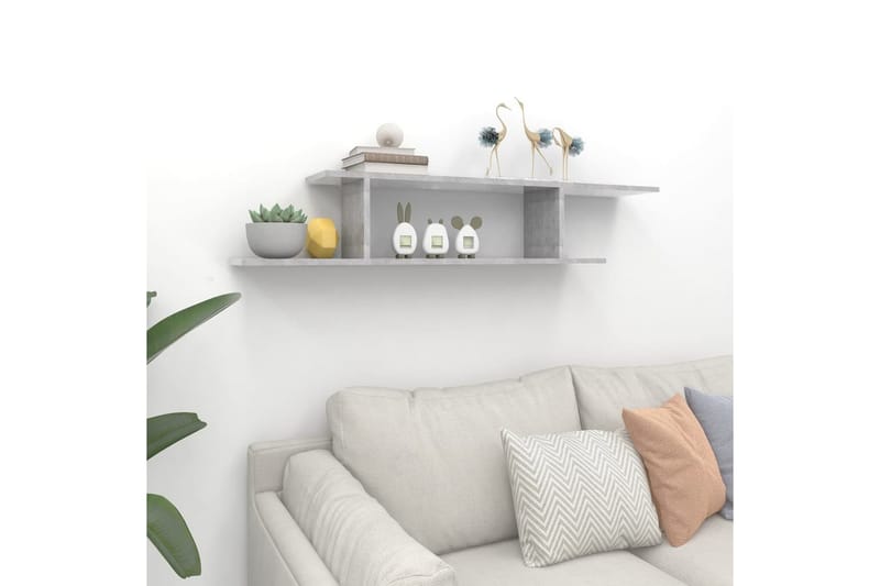 Väggmonterad tv-hylla betonggrå 125x18x23 cm spånskiva - Grå - Möbler - Tv möbel & mediamöbel - TV hylla