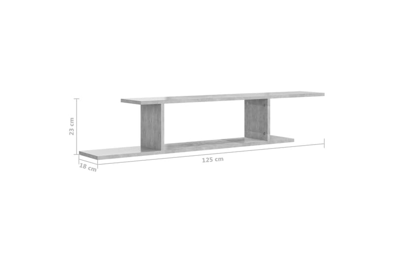 Väggmonterad tv-hylla betonggrå 125x18x23 cm spånskiva - Grå - Möbler - Tv möbel & mediamöbel - TV hylla