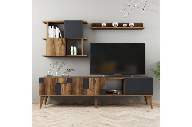 Alsacia Tv-möbelset 180 cm - Mörkbrun/Antracit - TV-möbelset