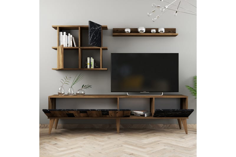 Alsacia Tv-möbelset 180 cm - Mörkbrun/Svart - TV-möbelset
