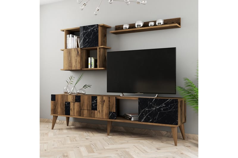 Alsacia Tv-möbelset 180 cm - Mörkbrun/Svart - Möbler - Tv möbel & mediamöbel - TV-möbelset