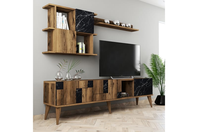 Alsacia Tv-möbelset 180 cm - Mörkbrun/Svart - TV-möbelset
