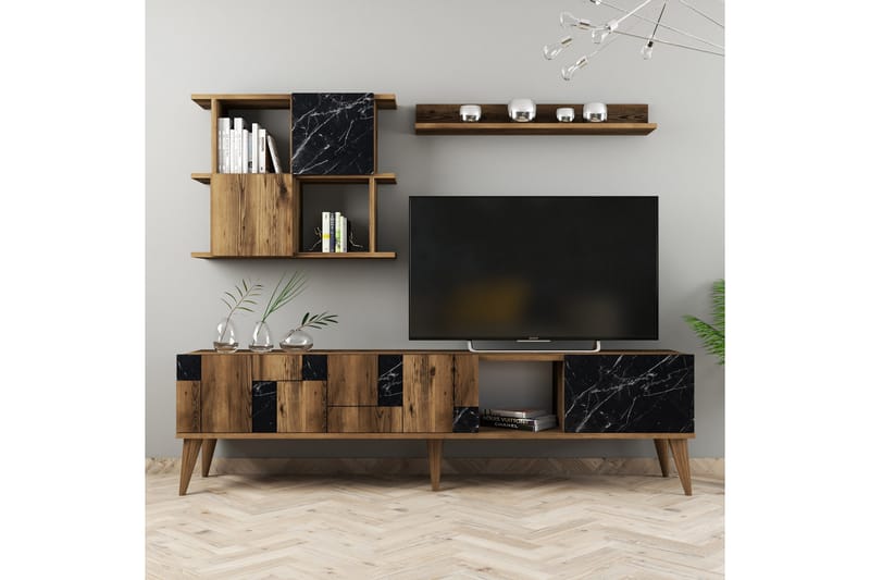 Alsacia Tv-möbelset 180 cm - Mörkbrun/Svart - Möbler - Tv möbel & mediamöbel - TV-möbelset