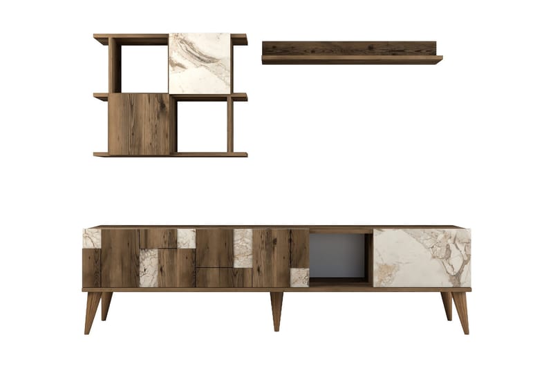 Alsacia Tv-möbelset 180 cm - Vit/Mörkbrun - Möbler - Tv möbel & mediamöbel - TV-möbelset