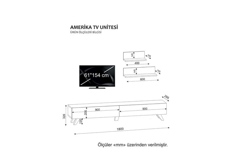 Amerza Tv-bänk - Vit/Valnöt - TV-möbelset