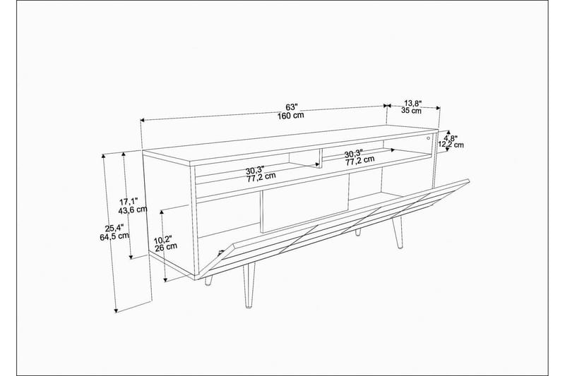 Andifli Tv-möbelset 160x64,5 cm - Blå - TV-möbelset