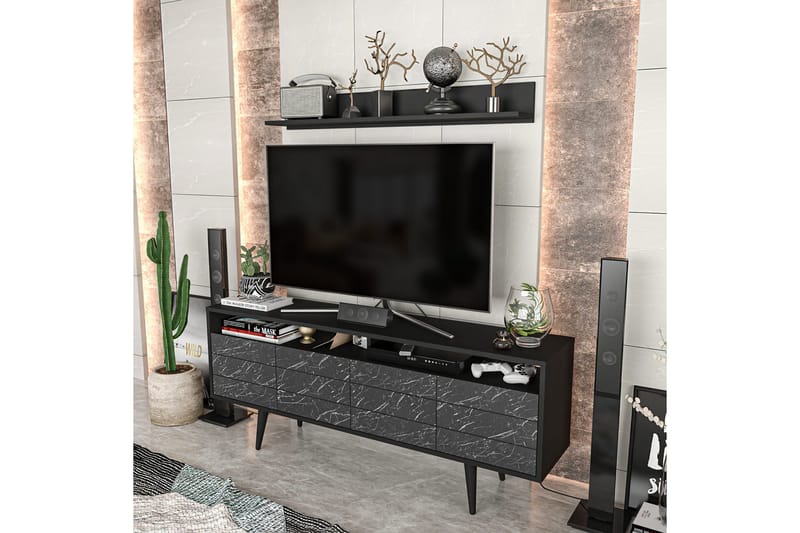 Andifli Tv-möbelset 160x64,5 cm - Svart - Möbler - Tv möbel & mediamöbel - TV-möbelset