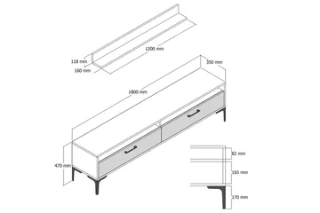 Andifli Tv-möbelset 180x47 cm - Vit - Möbler - Tv möbel & mediamöbel - TV-möbelset
