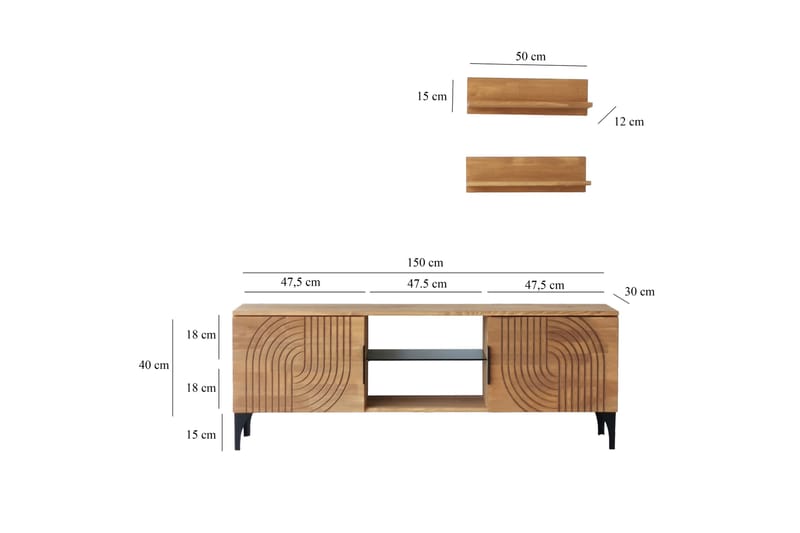 Andifli Tv-möbelset 50x15 cm - Brun - TV-möbelset