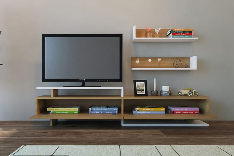 Ayaze Tv-bänk - Vit/Brun - Möbler - Tv möbel & mediamöbel - TV-möbelset