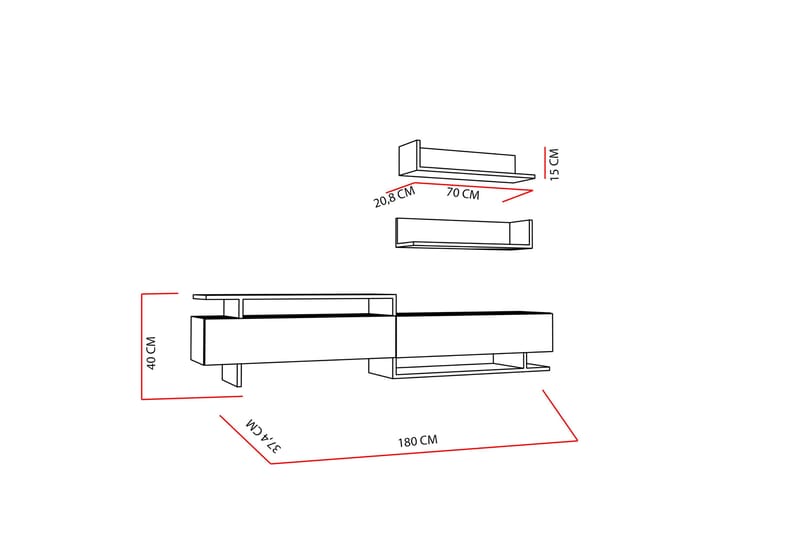 Ayaze Tv-bänk - Vit/Brun - Möbler - Tv möbel & mediamöbel - TV-möbelset