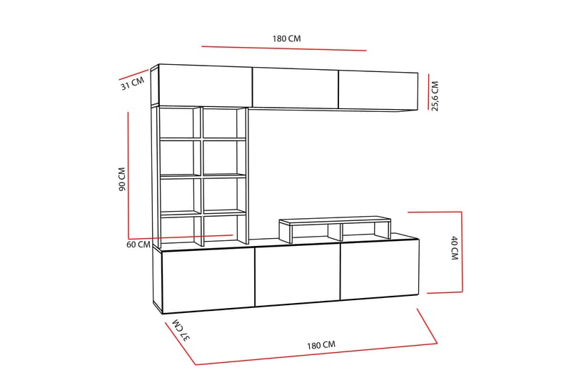 Decorotika Mediaförvaring - Teak/Svart - Möbler - Tv möbel & mediamöbel - TV-möbelset