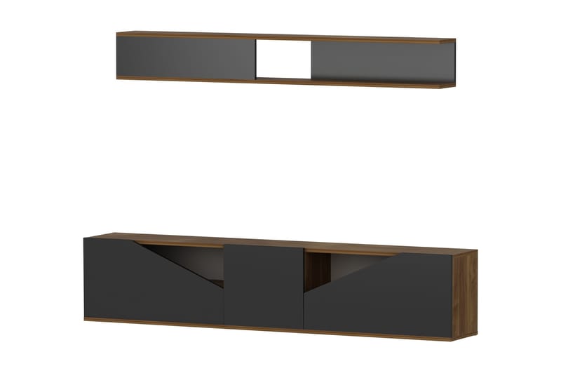 Decorotika Tv-bänk med Hylla - Valnöt/Svart - Möbler - Tv möbel & mediamöbel - TV-möbelset