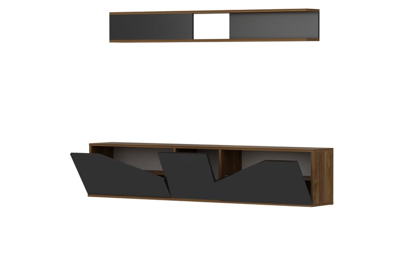Decorotika Tv-bänk med Hylla - Valnöt/Svart - Möbler - Tv möbel & mediamöbel - TV-möbelset