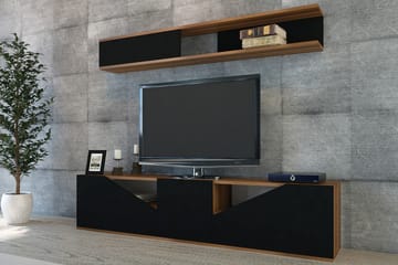 Decorotika Tv-bänk med Hylla - Valnöt/Svart - Möbler - Tv möbel & mediamöbel - TV-m öbelset