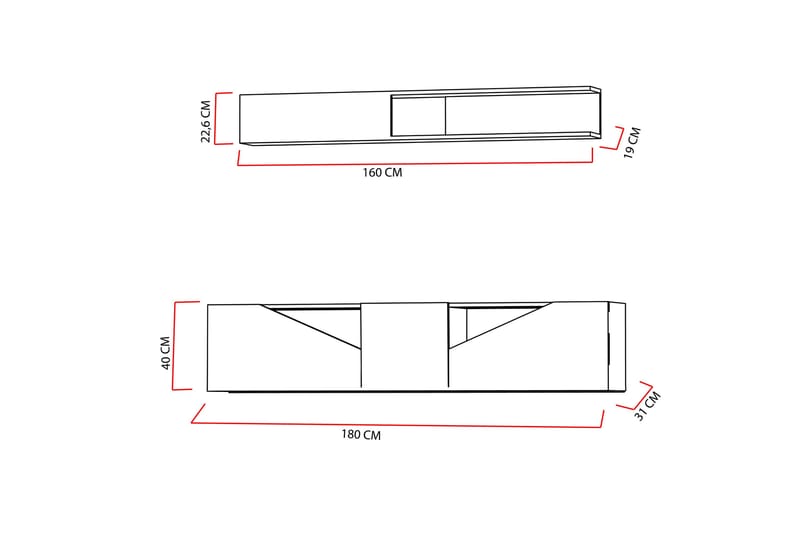 Decorotika Tv-bänk med Hylla - Valnöt/Svart - Möbler - Tv möbel & mediamöbel - TV-möbelset