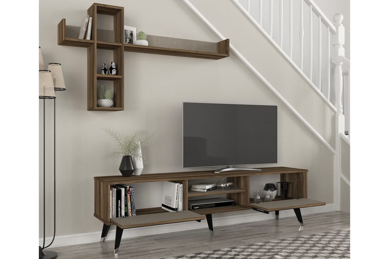 Delevan Tv-möbelset 180 cm - Mörkbrun - TV-möbelset
