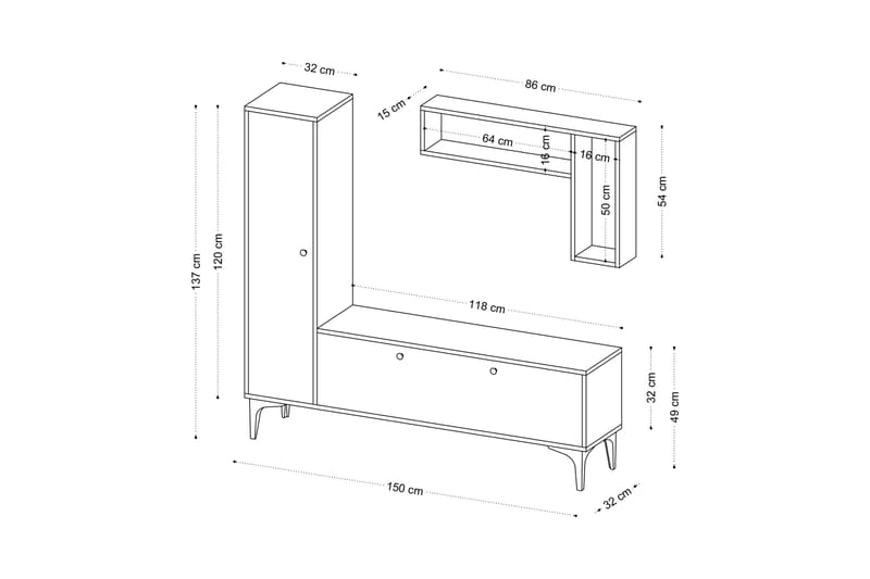 Desgrar Tv-möbelset 118x49 cm - Blå - Möbler - Tv möbel & mediamöbel - TV-möbelset