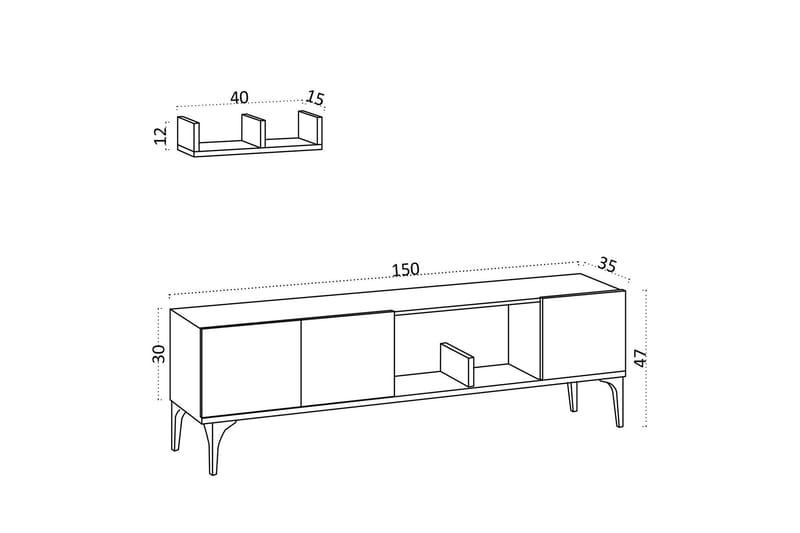 Desgrar Tv-möbelset 150x47 cm - Blå - TV-möbelset