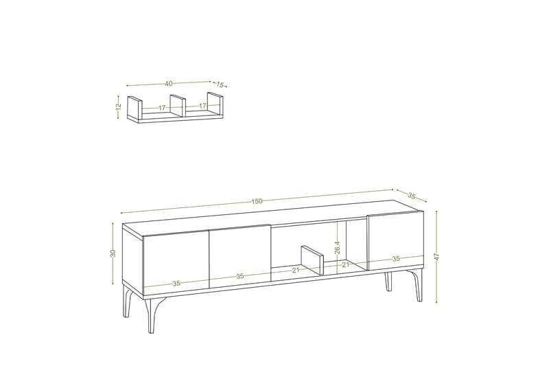 Desgrar Tv-möbelset 150x47 cm - Vit - Möbler - Tv möbel & mediamöbel - TV-möbelset