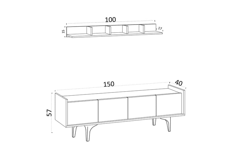 Desgrar Tv-möbelset 150x57 cm - Blå - TV-möbelset