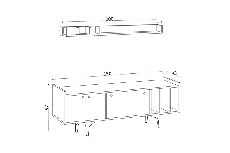 Desgrar Tv-möbelset 150x57 cm - Vit - TV-möbelset