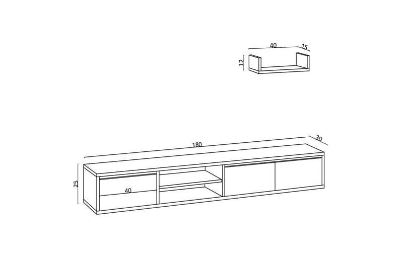 Desgrar Tv-möbelset 180x25 cm - Blå - TV-möbelset