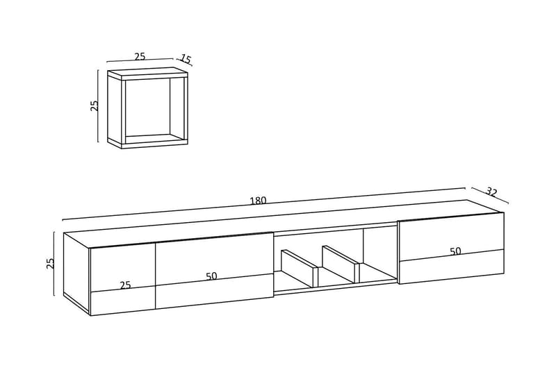 Desgrar Tv-möbelset 180x25 cm - Vit - TV-möbelset