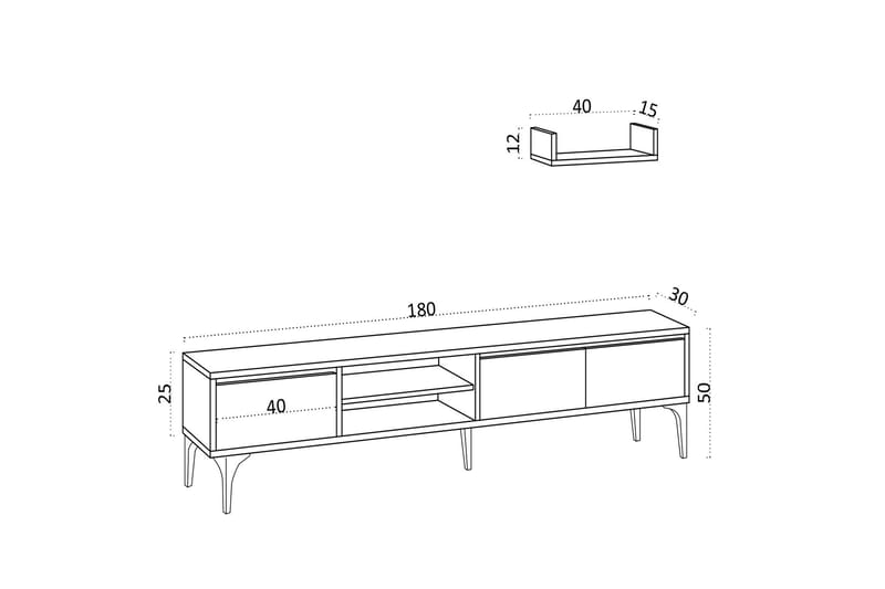 Desgrar Tv-möbelset 180x50 cm - Blå - TV-möbelset