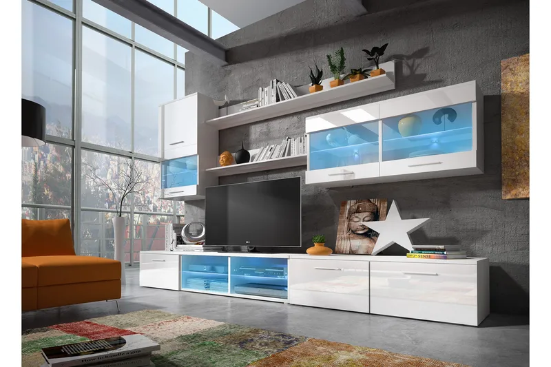 Devillez TV-Möbelset 250 cm - Vit - Möbler - Tv möbel & mediamöbel - TV-möbelset