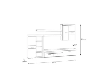 Dolnis Tv-möbelset 41x300 cm - Brun/Grå - Möbler - Tv möbel & mediamöbel - TV-möbelset