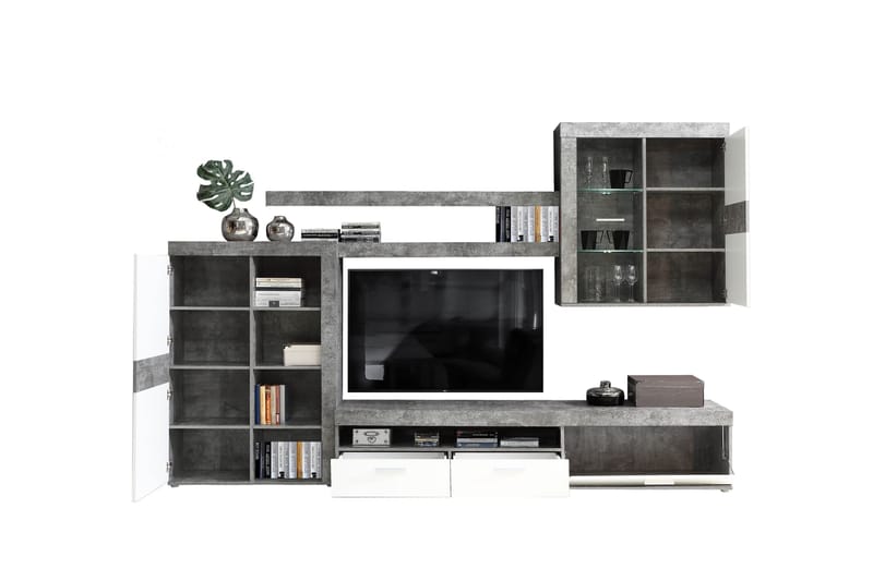 Dolnis Tv-möbelset 41x300 cm - Vit/Grå - Möbler - Tv möbel & mediamöbel - TV-möbelset