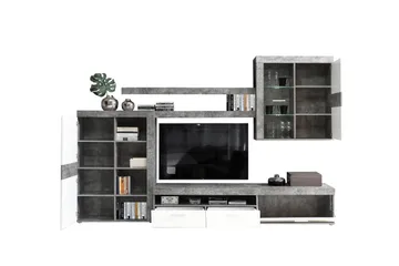Dolnis Tv-möbelset 41x300 cm - Vit/Grå - Möbler - Tv möbel & mediamöbel - TV-möbelset