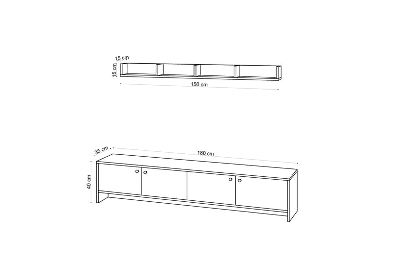 Falesia Tv-möbelset 180 cm - Natur/Brun - Möbler - Tv möbel & mediamöbel - TV-möbelset