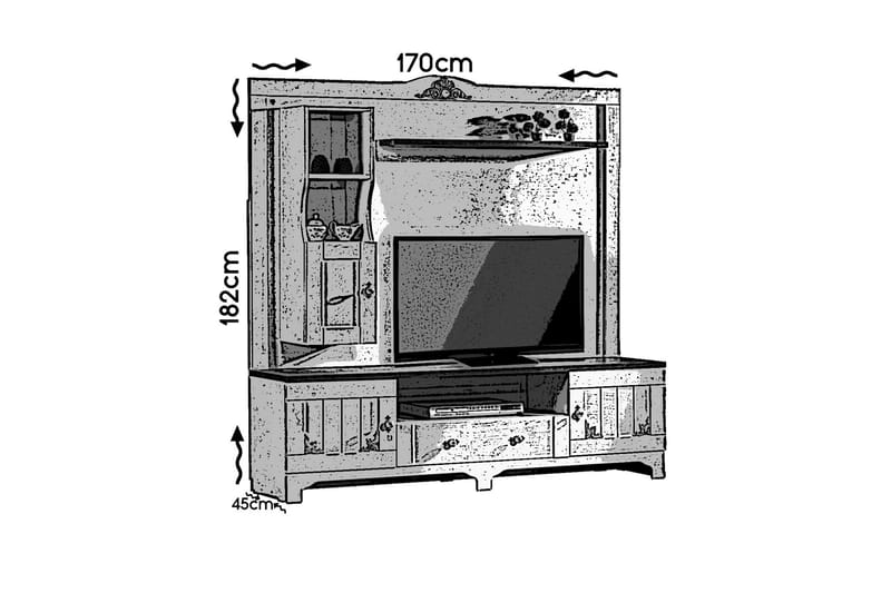 Gaszpar Mediaförvaring - Vit/Valnöt - Möbler - Tv möbel & mediamöbel - TV-möbelset