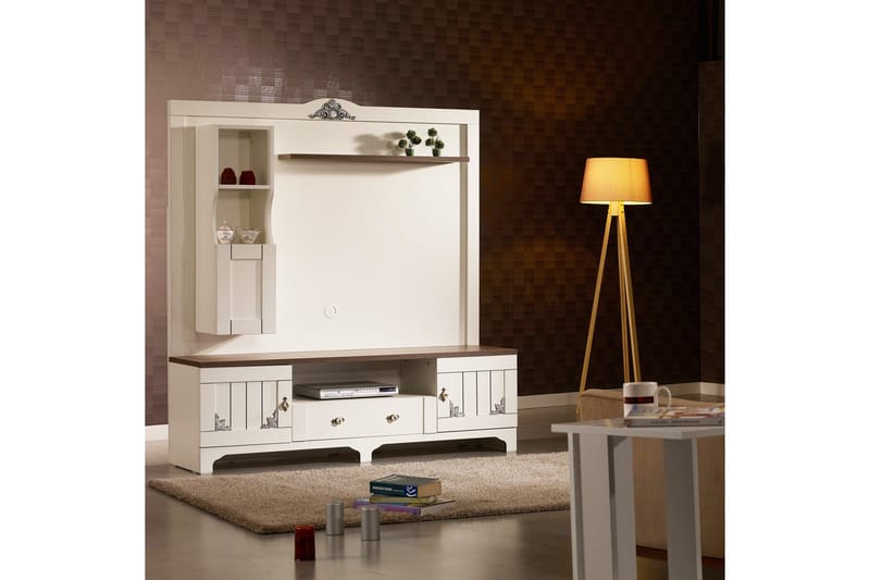 Gaszpar Mediaförvaring - Vit/Valnöt - Möbler - Tv möbel & mediamöbel - TV-möbelset