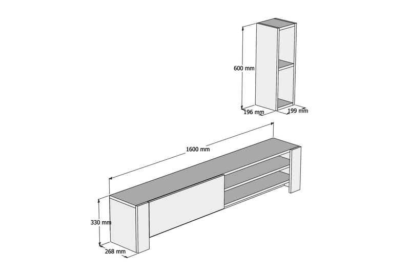 Gersby TV-Möbelset 160 cm - Brun - TV-möbelset