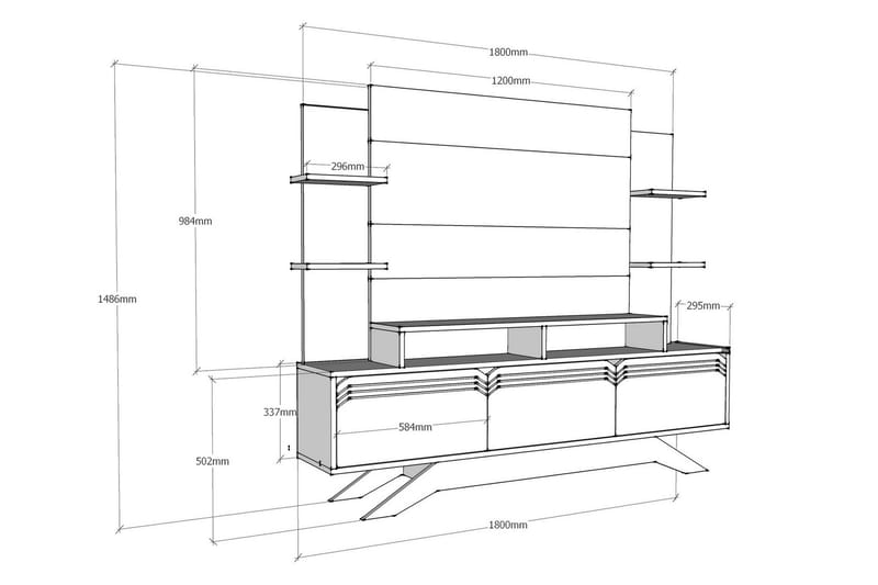 Hejde TV-Möbelset 149 cm - Vit/Brun - Möbler - Tv möbel & mediamöbel - TV-möbelset