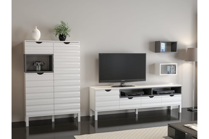 Hejde TV-Möbelset 180 cm - Vit/Grå - Möbler - Tv möbel & mediamöbel - TV-möbelset