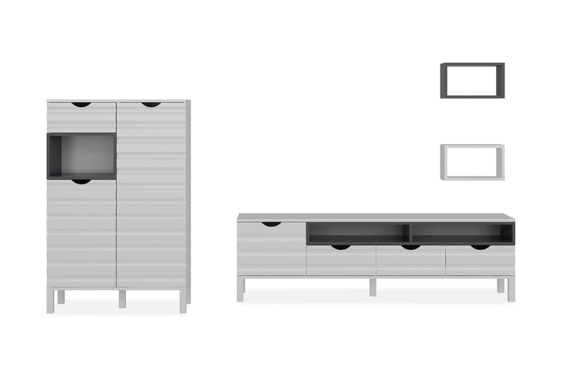 Hejde TV-Möbelset 180 cm - Vit/Grå - Möbler - Tv möbel & mediamöbel - TV-möbelset