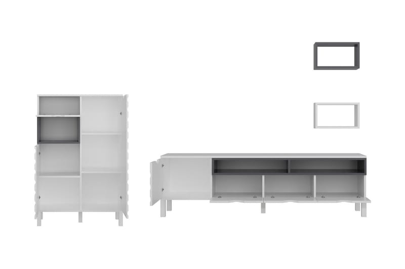 Hejde TV-Möbelset 180 cm - Vit/Grå - Möbler - Tv möbel & mediamöbel - TV-möbelset
