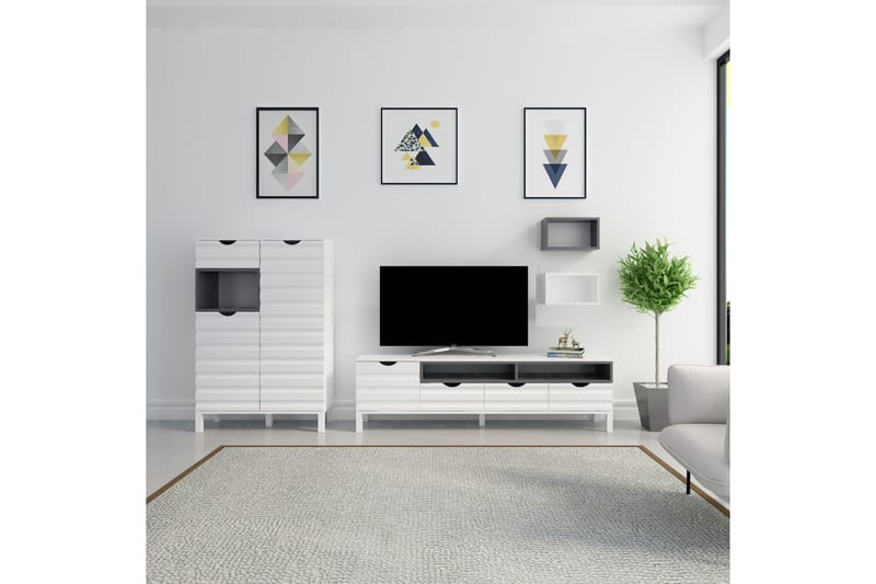 Hejde TV-Möbelset 180 cm - Vit/Grå - Möbler - Tv möbel & mediamöbel - TV-möbelset