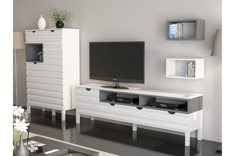 Hejde TV-Möbelset 180 cm - Vit/Grå - Möbler - Tv möbel & mediamöbel - TV-möbelset