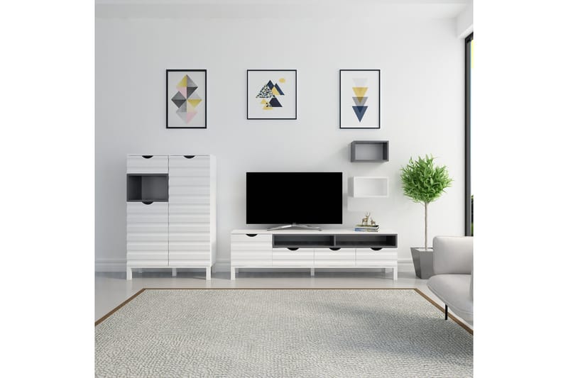 Hejde TV-Möbelset 180 cm - Vit/Grå - Möbler - Tv möbel & mediamöbel - TV-möbelset