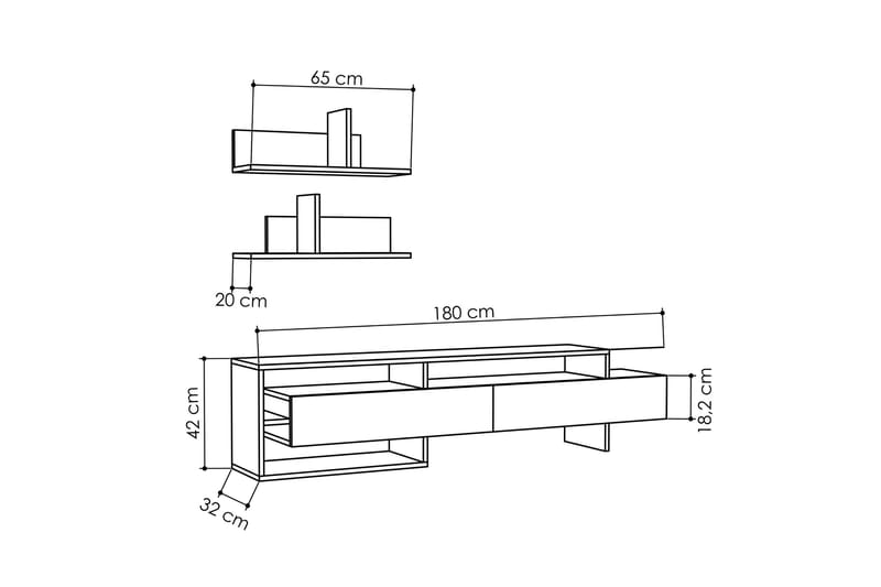 Homitis Tv-bänk med Vägghyllor - Mörkgrå - Möbler - Tv möbel & mediamöbel - TV-möbelset