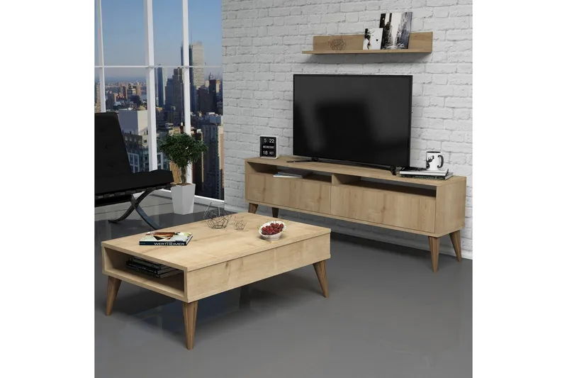 Hoptrup Vardagsrumsset 150 cm - Ek/Brun - Möbler - Tv möbel & mediamöbel - TV-möbelset